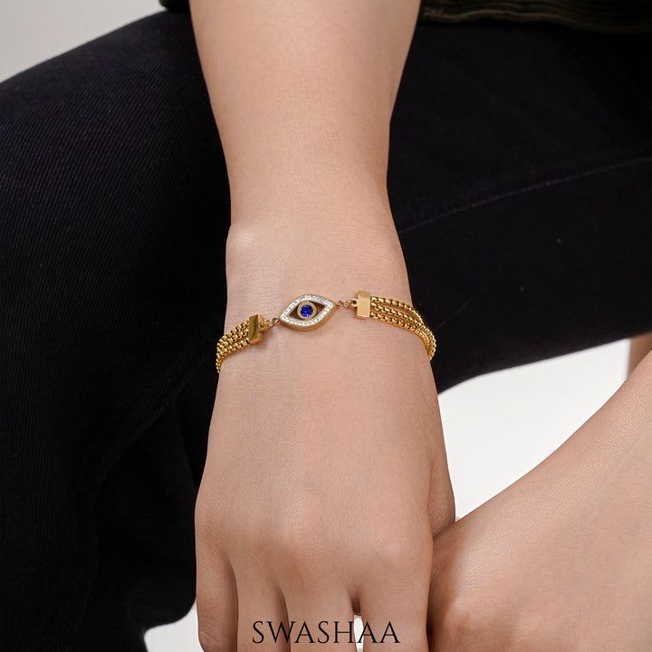 Trinity Eye 18K Gold Plated Bracelet