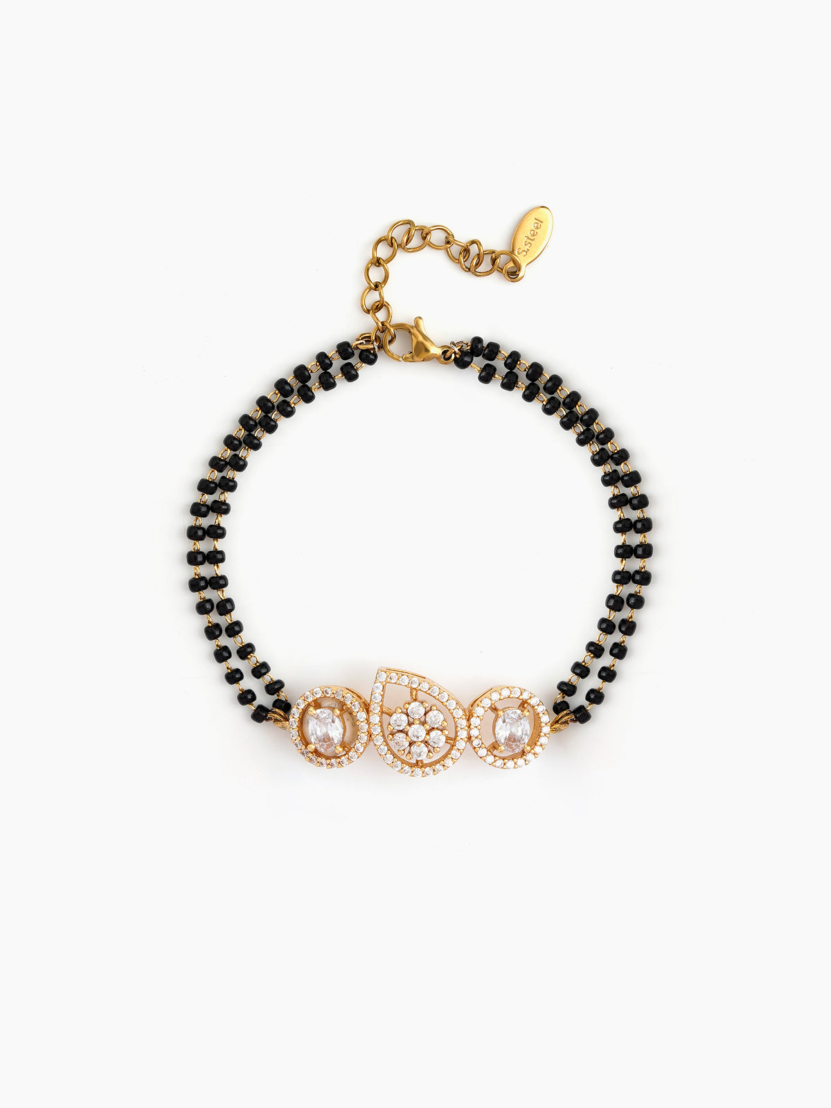 Triveni Diamond Solitaire 18K Gold Plated Women's Mangalsutra Bracelet