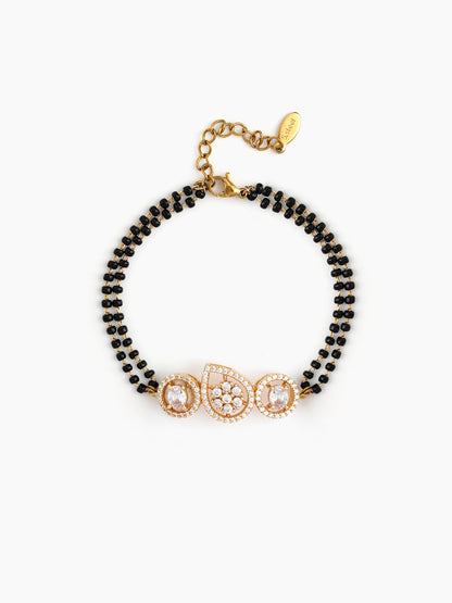 Triveni Diamond Solitaire 18K Gold Plated Women's Mangalsutra Bracelet
