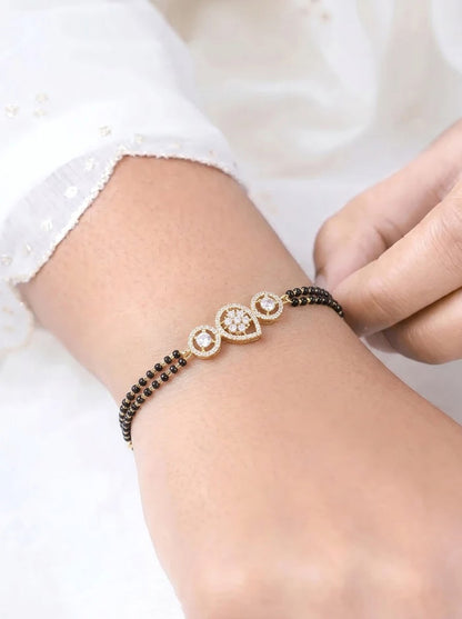 Triveni Diamond Solitaire 18K Gold Plated Women's Mangalsutra Bracelet