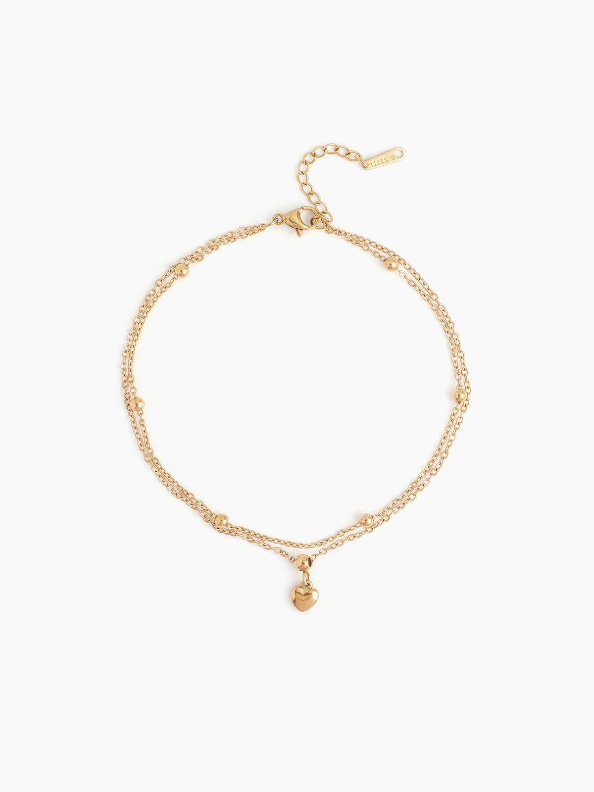 Trixie Heart Charm 18K Gold Plated Women's Layered Anklets