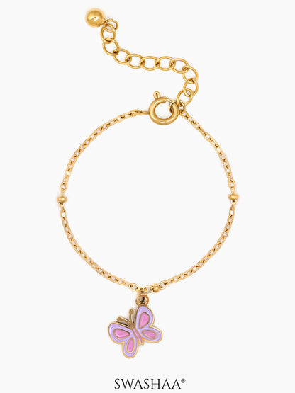 Twinkle Butterfly Charm 18K Gold Plated Kid's Loose Bracelet