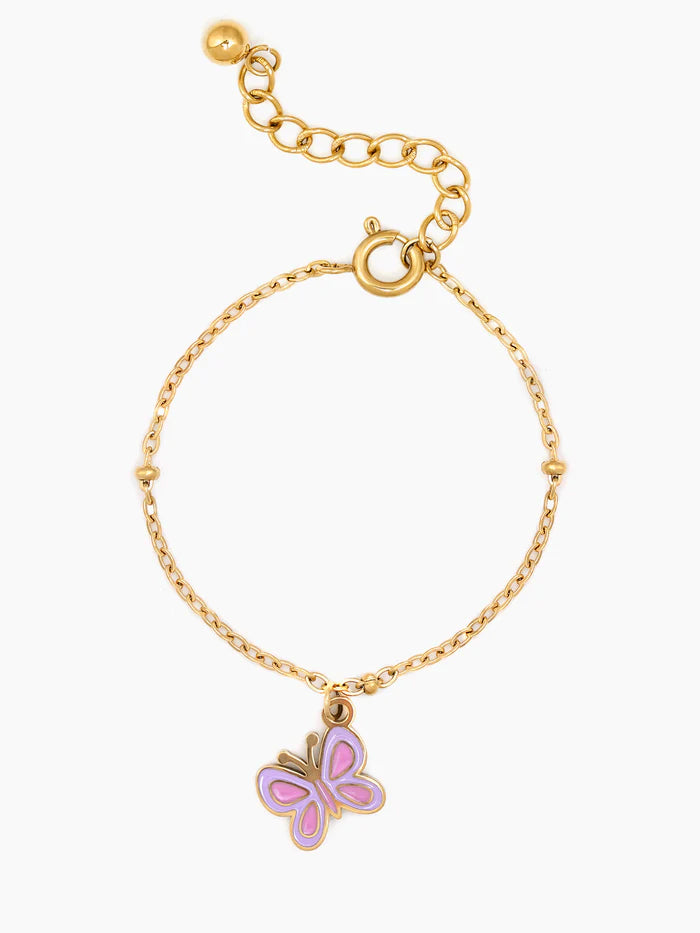 Twinkle Butterfly Charm 18K Gold Plated Kid's Loose Bracelet