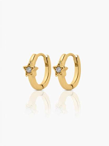 Twinkly Star Diamond 18K Gold Plated Kid's Hoop Earrings