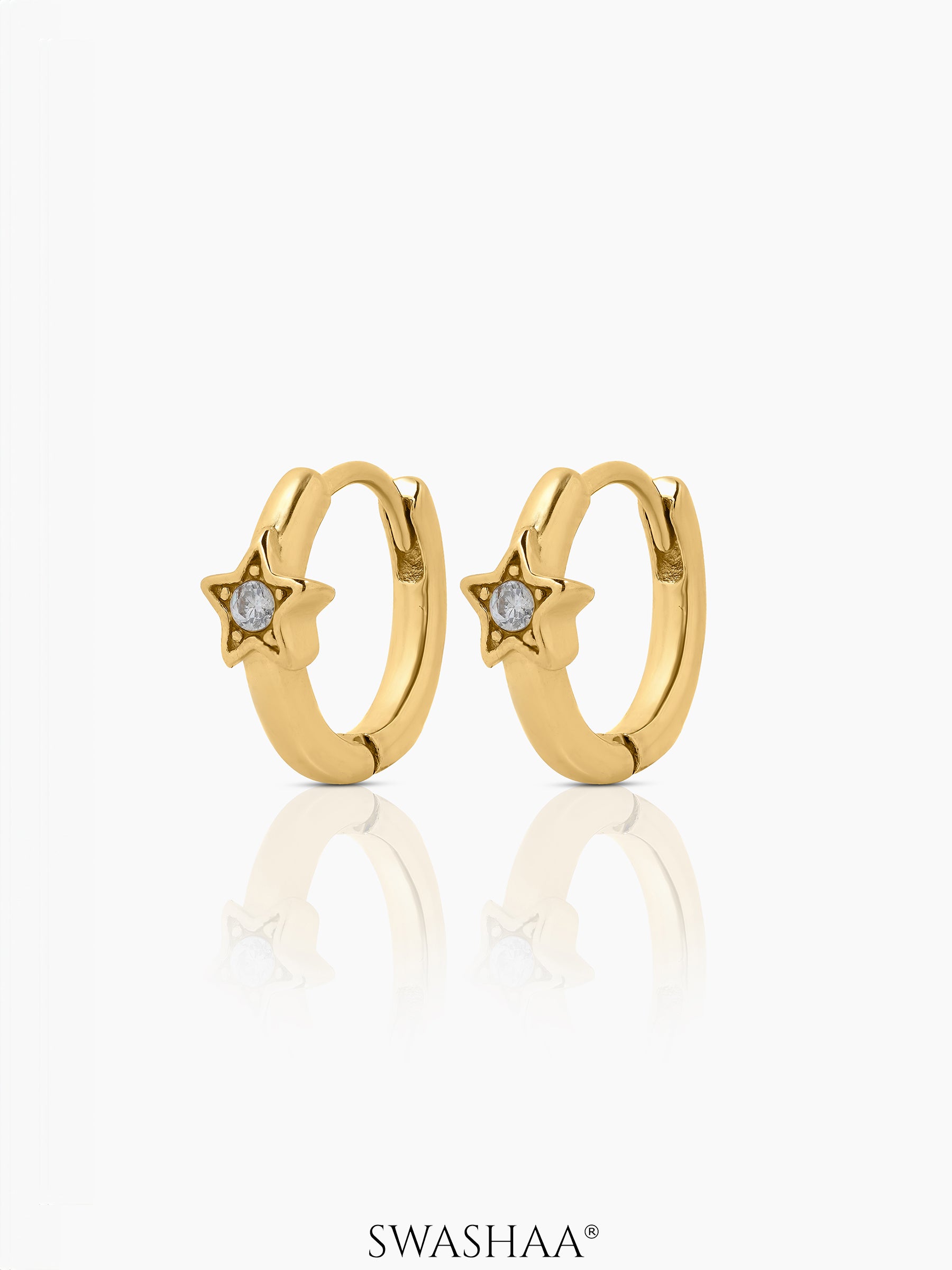 Twinkly Star Diamond 18K Gold Plated Kid's Hoop Earrings