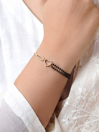 Twisha Diamond Heart 18K Gold Plated Women's Mangalsutra Bracelet