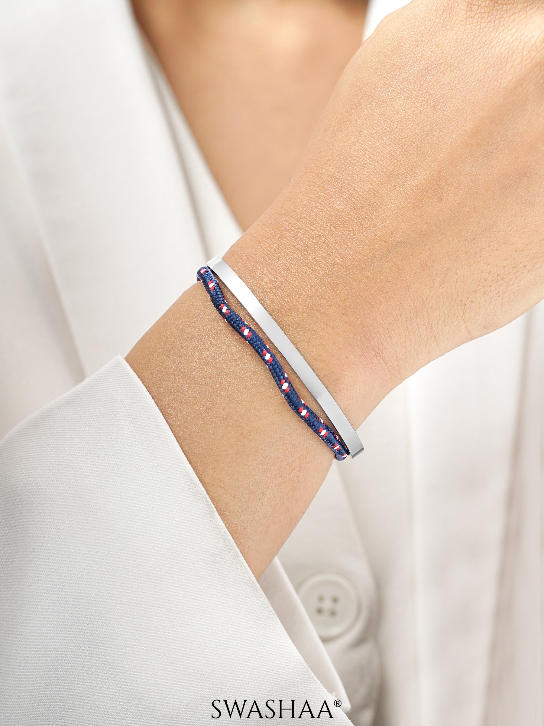 Unan Blue Red Rope Cuff Bracelet