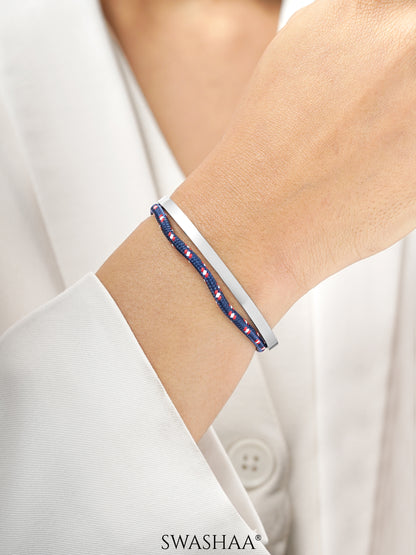 Unan Blue Red Rope Cuff Bracelet