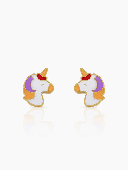 UniPop Unicorn Charm 18K Gold Plated Kid's Stud Earrings