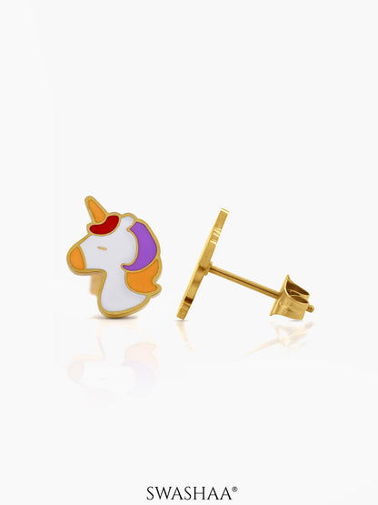 UniPop Unicorn 18K Gold Plated Kid's Stud Earrings