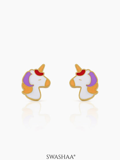 UniPop Unicorn 18K Gold Plated Kid's Stud Earrings