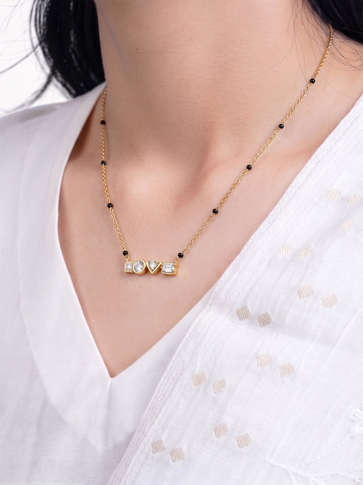 Unnati Diamond Love 18K Gold Plated Women's Mangalsutra Necklace