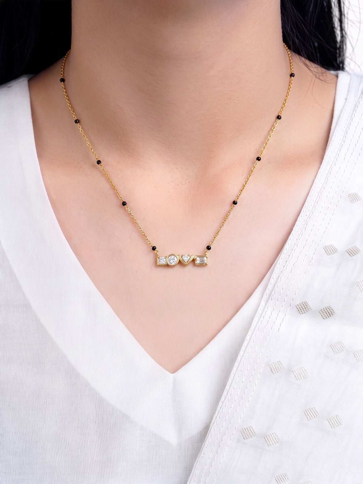 Unnati Diamond Love 18K Gold Plated Women's Mangalsutra Necklace