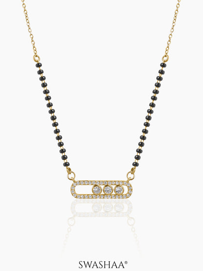 Urmi Diamond Solitaire Bar Frame 18K Gold Plated Mangalsutra