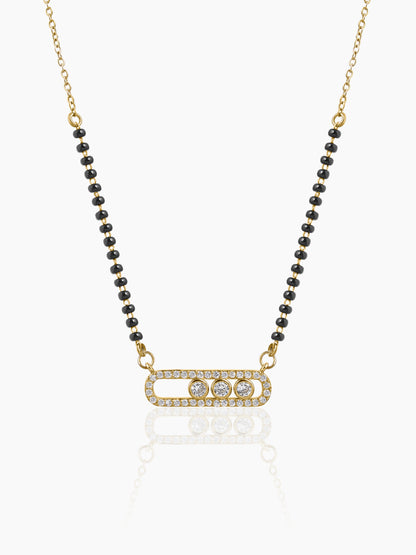Urmi Diamond Solitaire Bar Frame 14K Gold Plated Mangalsutra