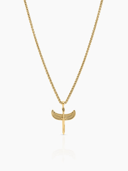 Vaelor Winged Sword Sharp Charm 18K Gold Plated Men’s Chain Pendant