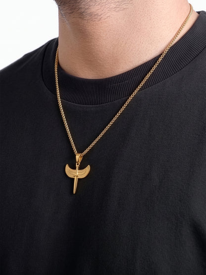 Vaelor Winged Sword Sharp Charm 18K Gold Plated Men’s Chain Pendant