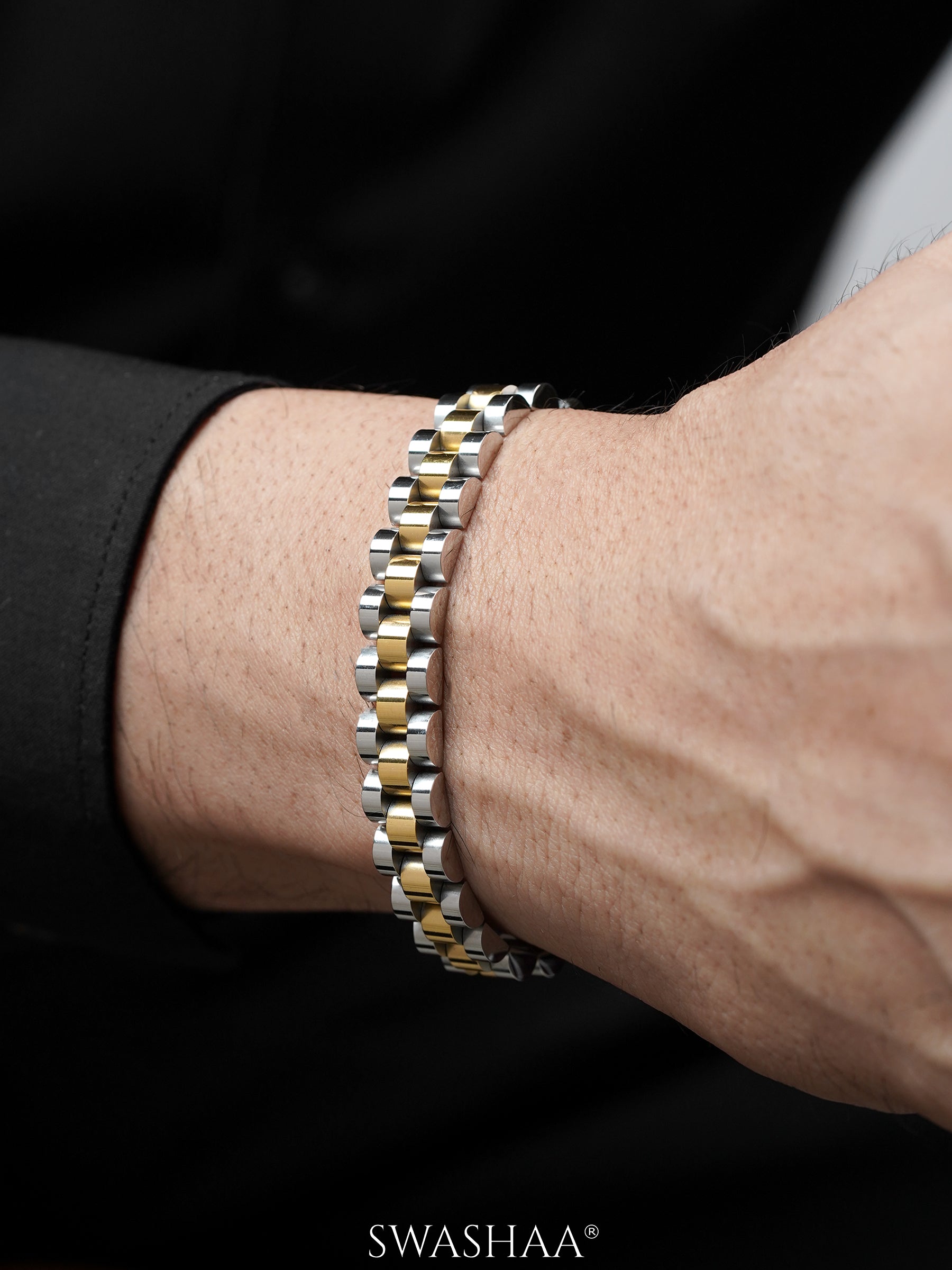 Valdez Silver - 18K Gold Plated Men's Watch Belt Bracelet