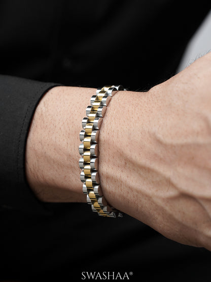 Valdez Silver - 18K Gold Plated Men's Watch Belt Bracelet