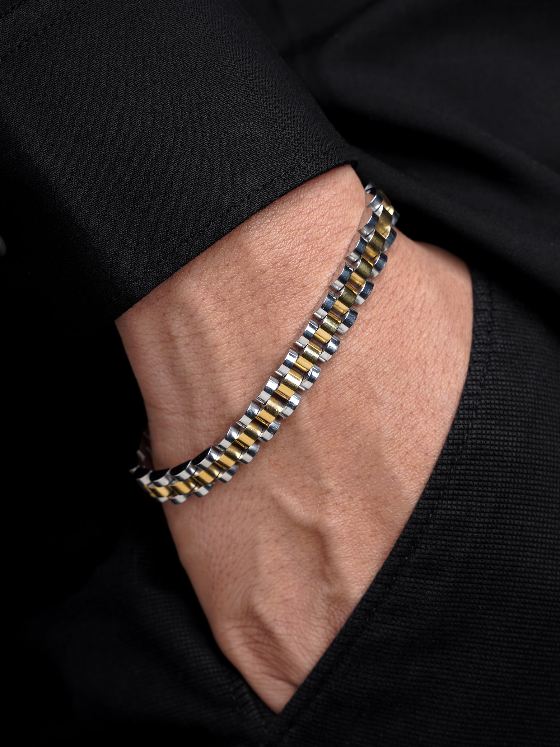 Valdez Silver - 18K Gold Plated Men's Watch Belt Bracelet
