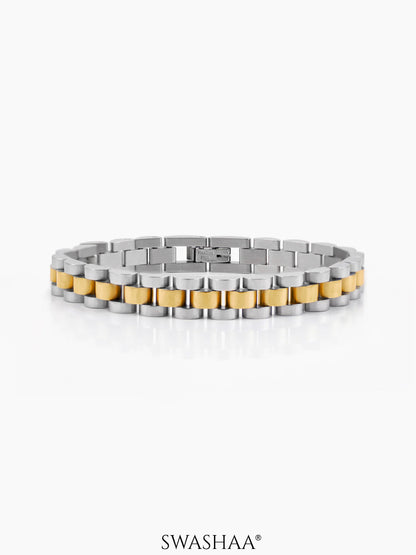 Valdez Women's Two-Tone Silver 18K Gold Plated Watch Belt Link Bracelet