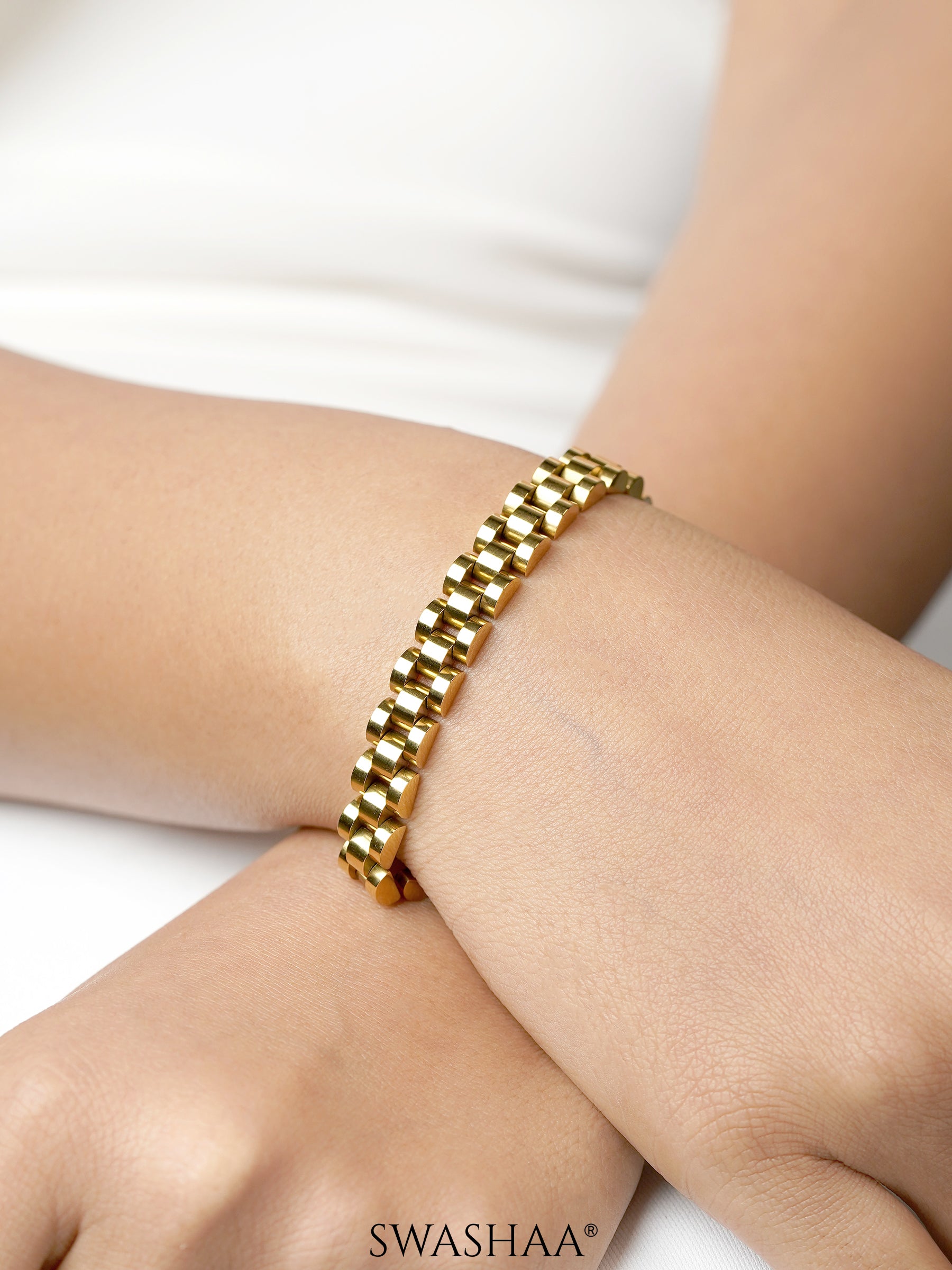 Valdez Women's 18K Gold Plated Watch Belt Link Bracelet