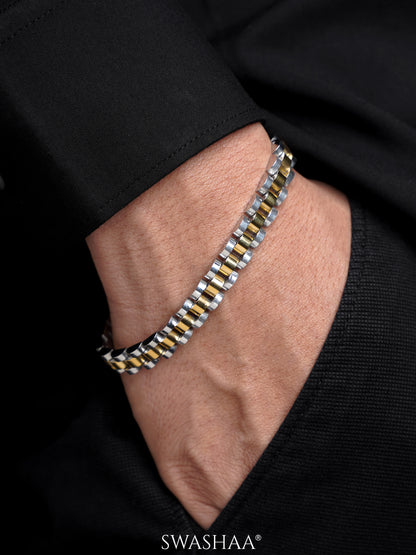 Valdez Silver - 18K Gold Plated Men's Watch Belt Bracelet