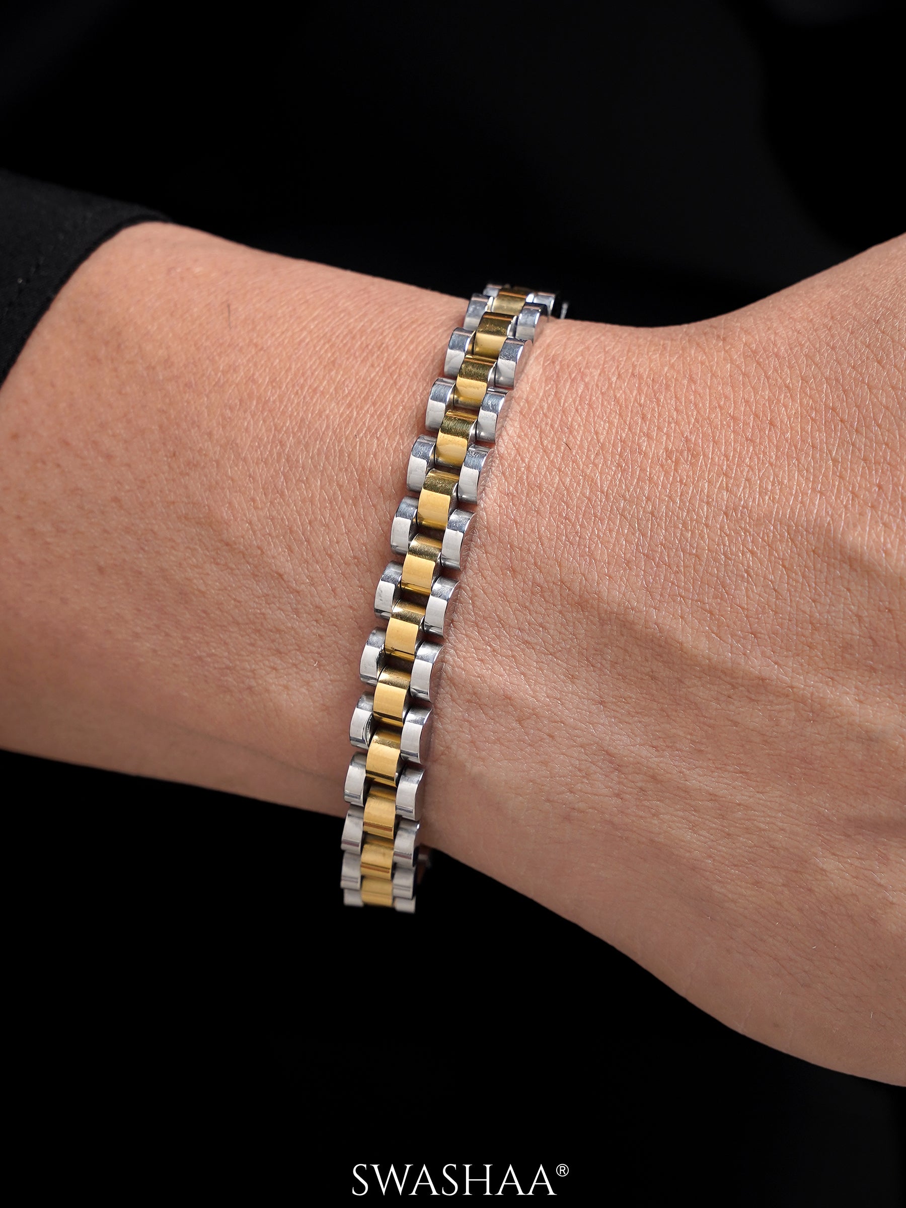 Valdez Silver - 18K Gold Plated Men's Watch Belt Bracelet