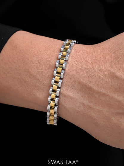 Valdez Silver - 18K Gold Plated Men's Watch Belt Bracelet