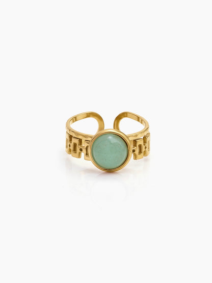 Valentina Green Stone 18K Gold Plated Women's Ring