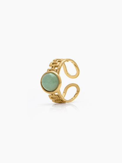 Valentina Green Stone 18K Gold Plated Women's Ring