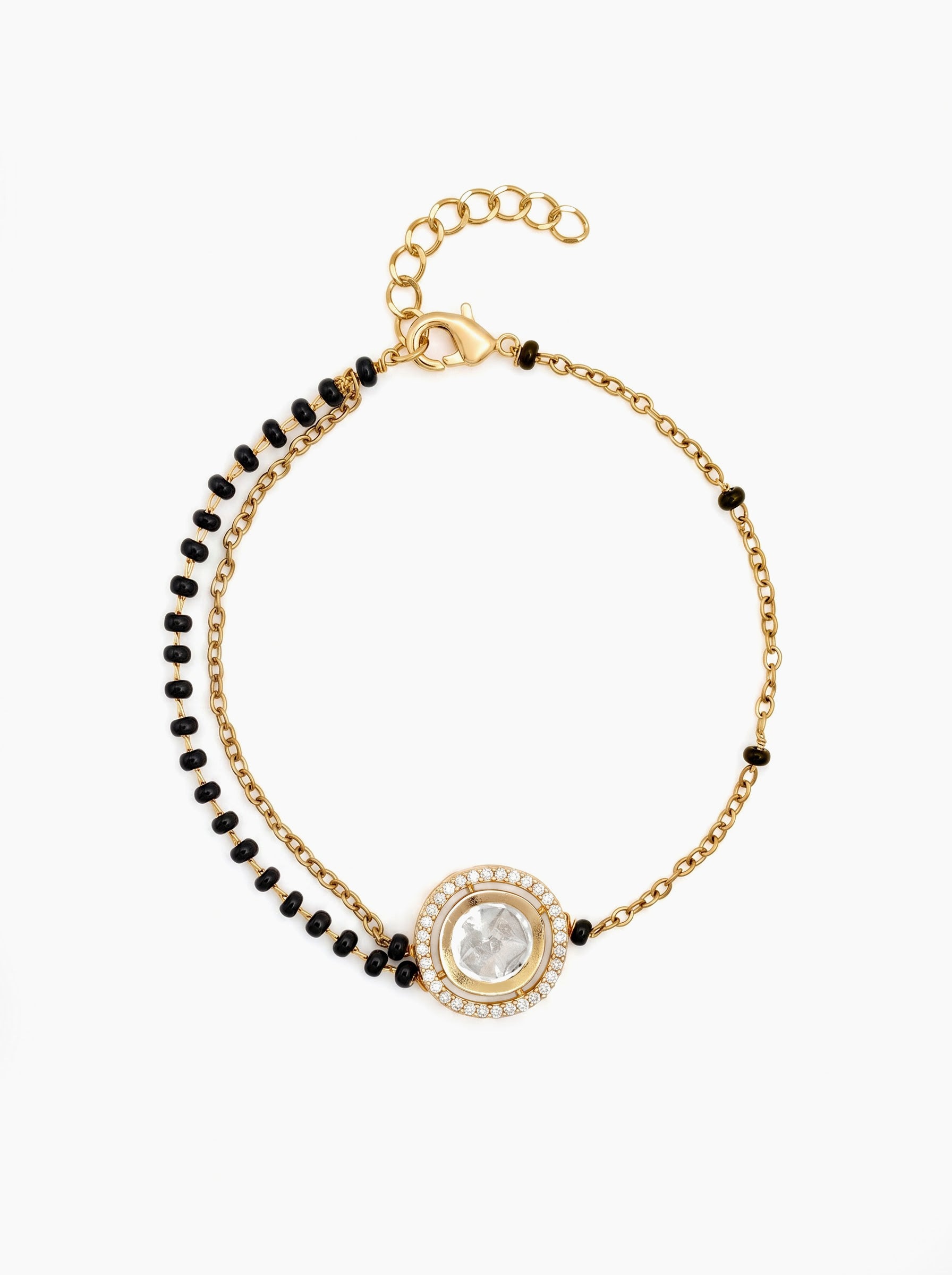 Vamika Halo Diamond Solitaire 18K Gold Plated Women's Mangalsutra Bracelets
