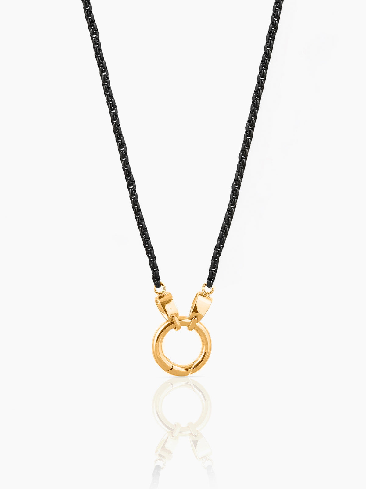 Vangie Eternal Ring Charm Amulate Box  Black 18K Gold Plated Chain Pendant Necklace