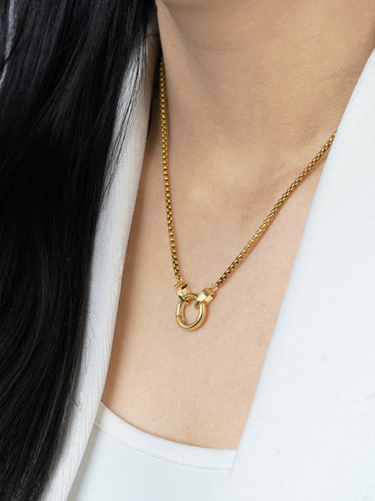 Vangie Eternal Ring Charm Amulate Box 18K Gold Plated Chain Pendant Necklace