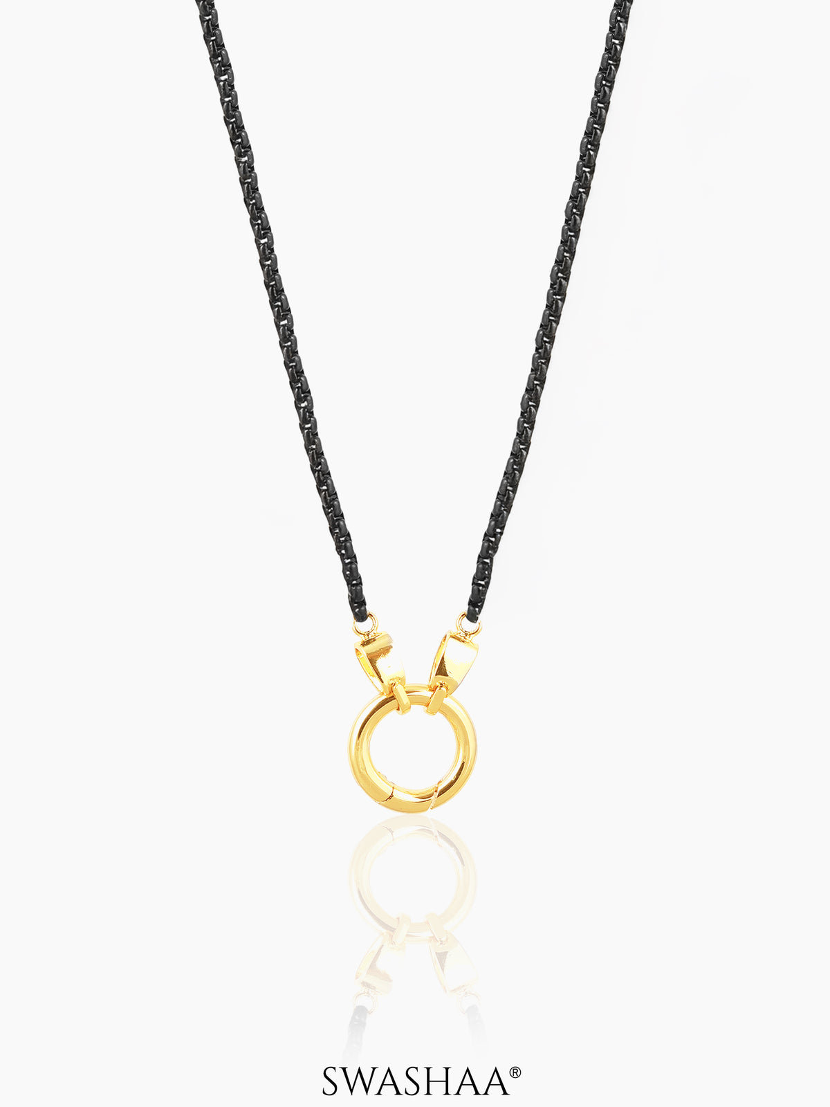 Vangie Eternal Ring Amulate Black Box Chain Necklace - Swashaa