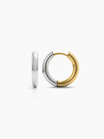Vano Silver 18K Gold Plated Two tone Women's Huggie Hoop Earrings