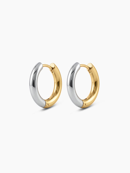Vano Silver 18K Gold Plated Two tone Women's Huggie Hoop Earrings