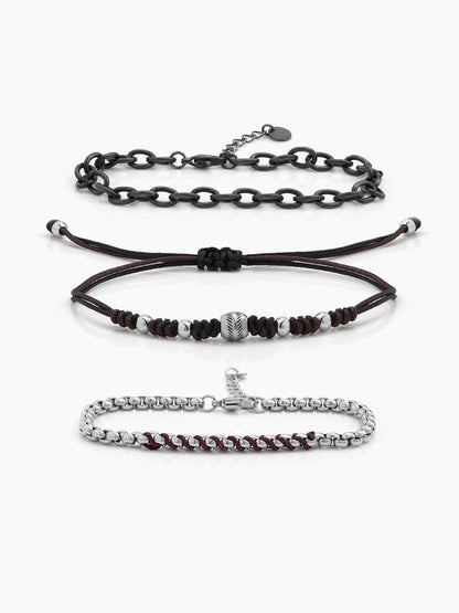 Vardon Black - Silver Men's Bracelet Set