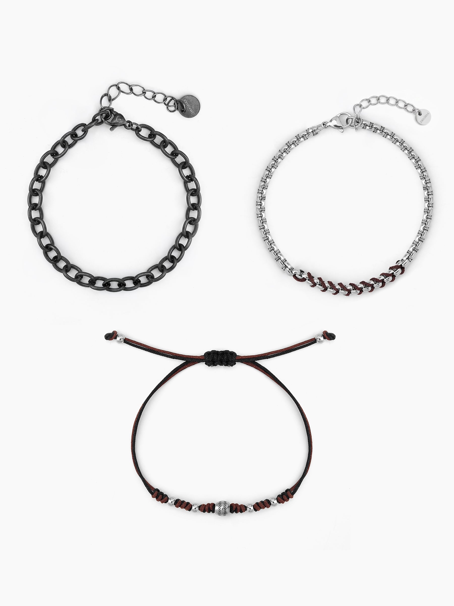 Vardon Black - Silver Men's Bracelet Set