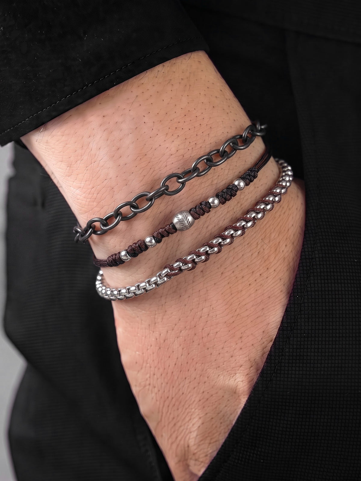 Vardon Black - Silver Men's Bracelet Set