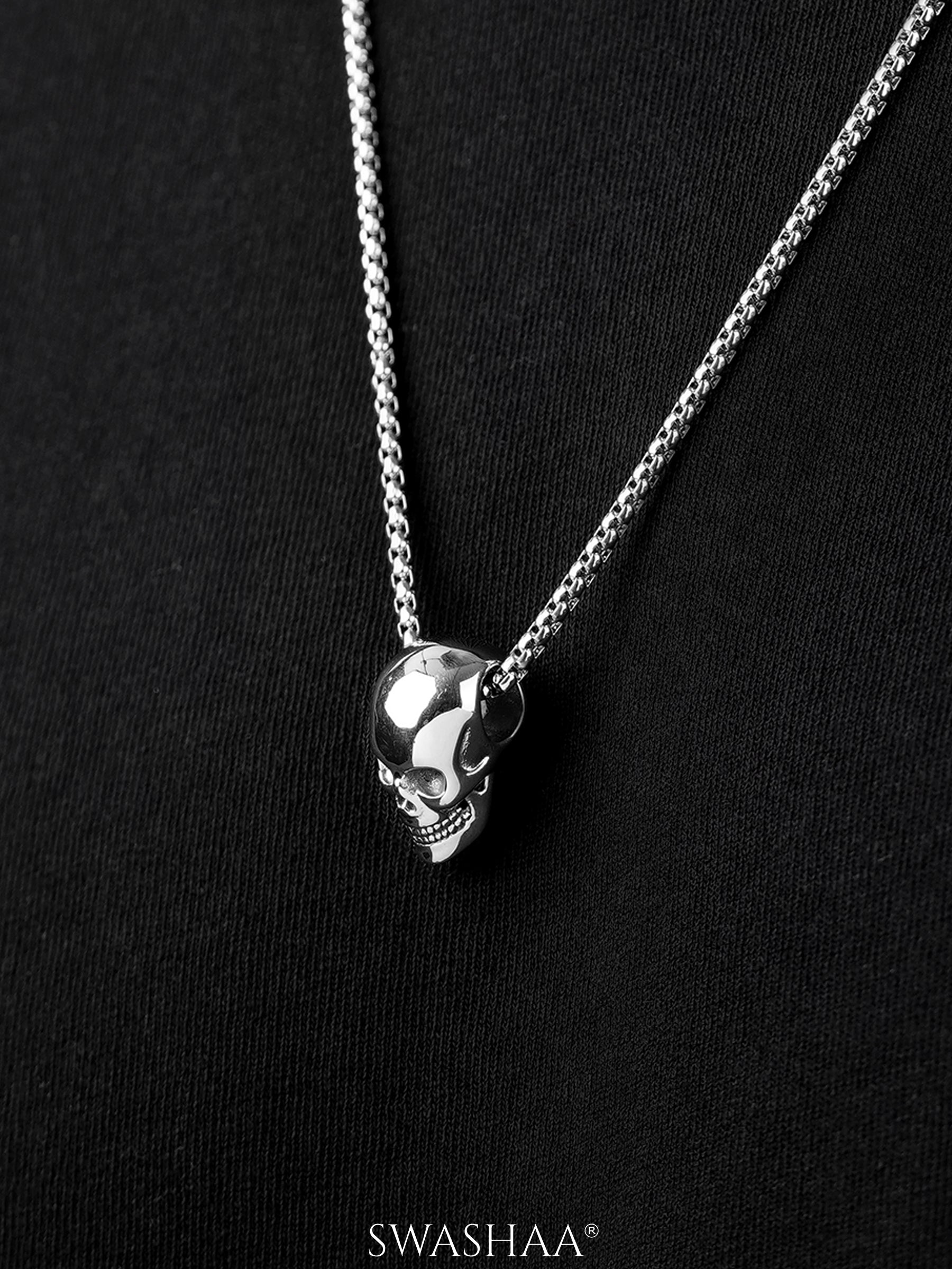 Varek Deathgrin Skull Silver Men's Chain Pendant