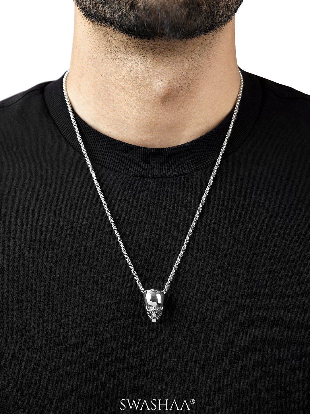 Varek Deathgrin Skull Silver Men's Chain Pendant