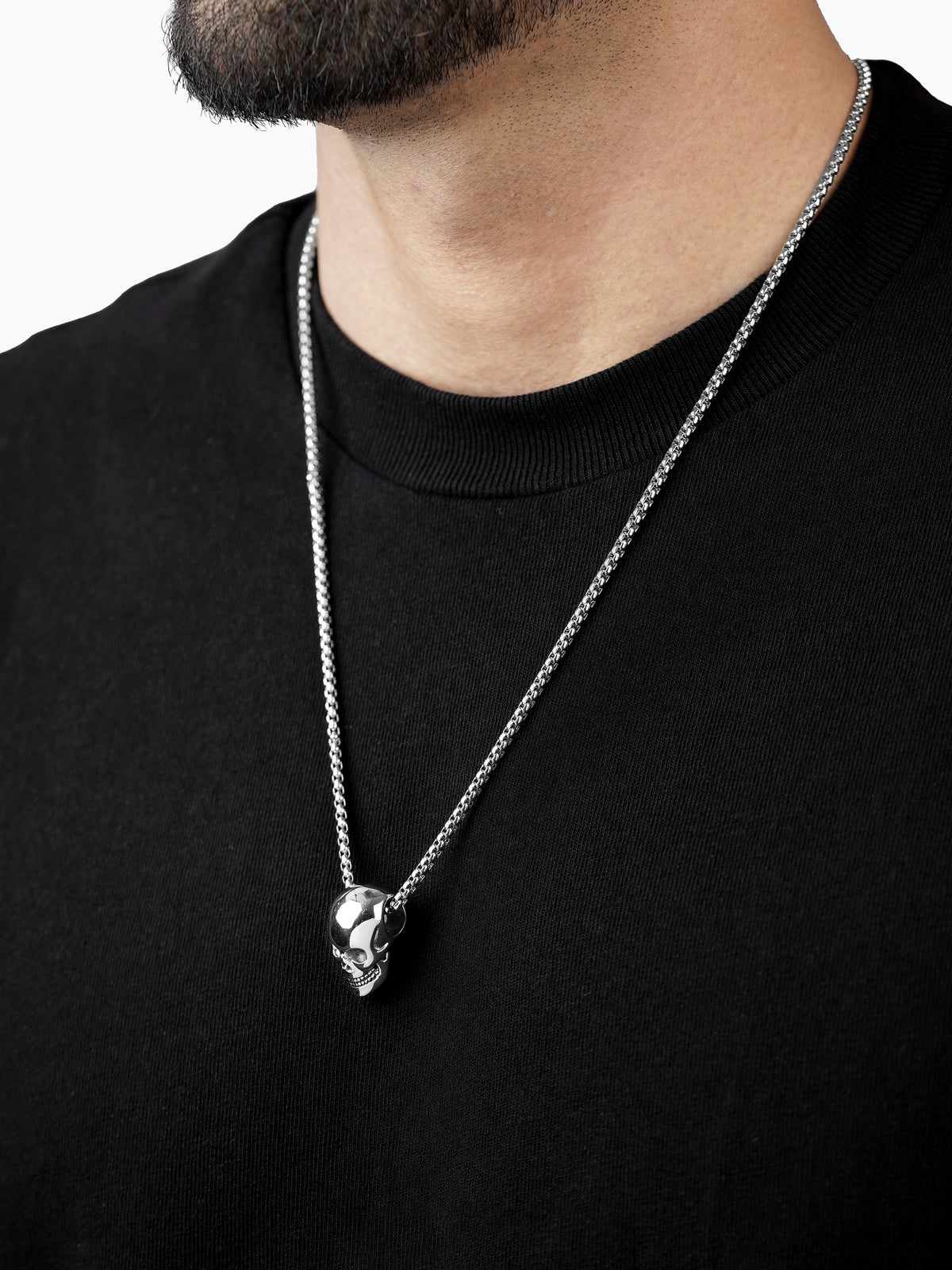 Varek Deathgrin Skull Silver Men's Chain Pendant