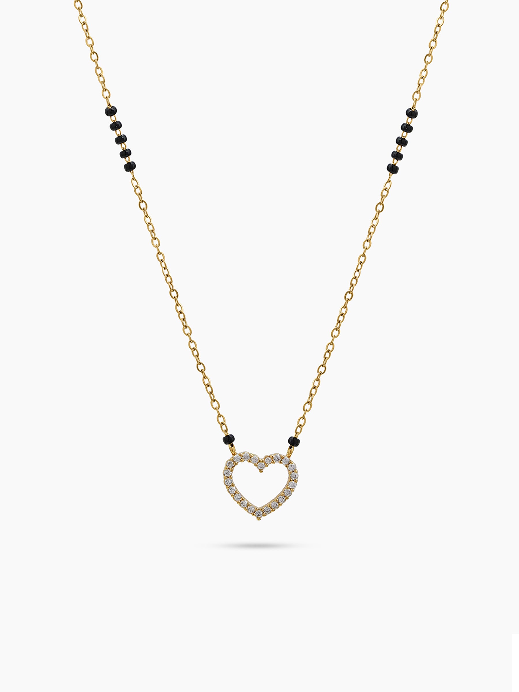 Varelle Diamond Heart 18K Gold Plated Women's Mangalsutra Necklace