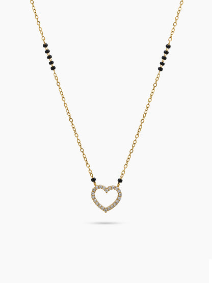 Varelle Diamond Heart 18K Gold Plated Women's Mangalsutra Necklace