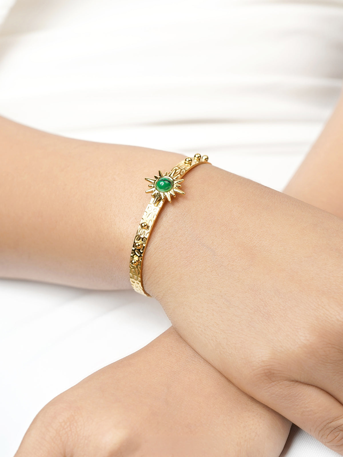 Variana Sunburn Textured 18K Gold Plated Cuff Bracelet