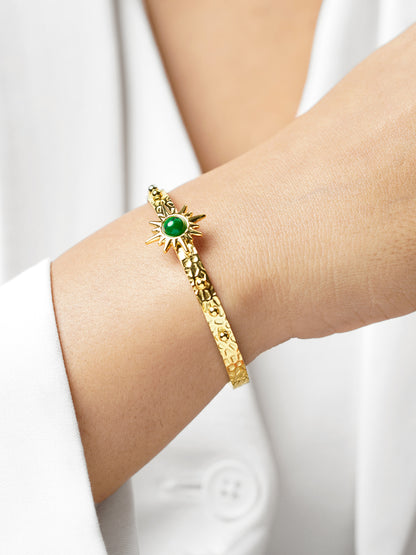 Variana Sunburn Textured 18K Gold Plated Cuff Bracelet