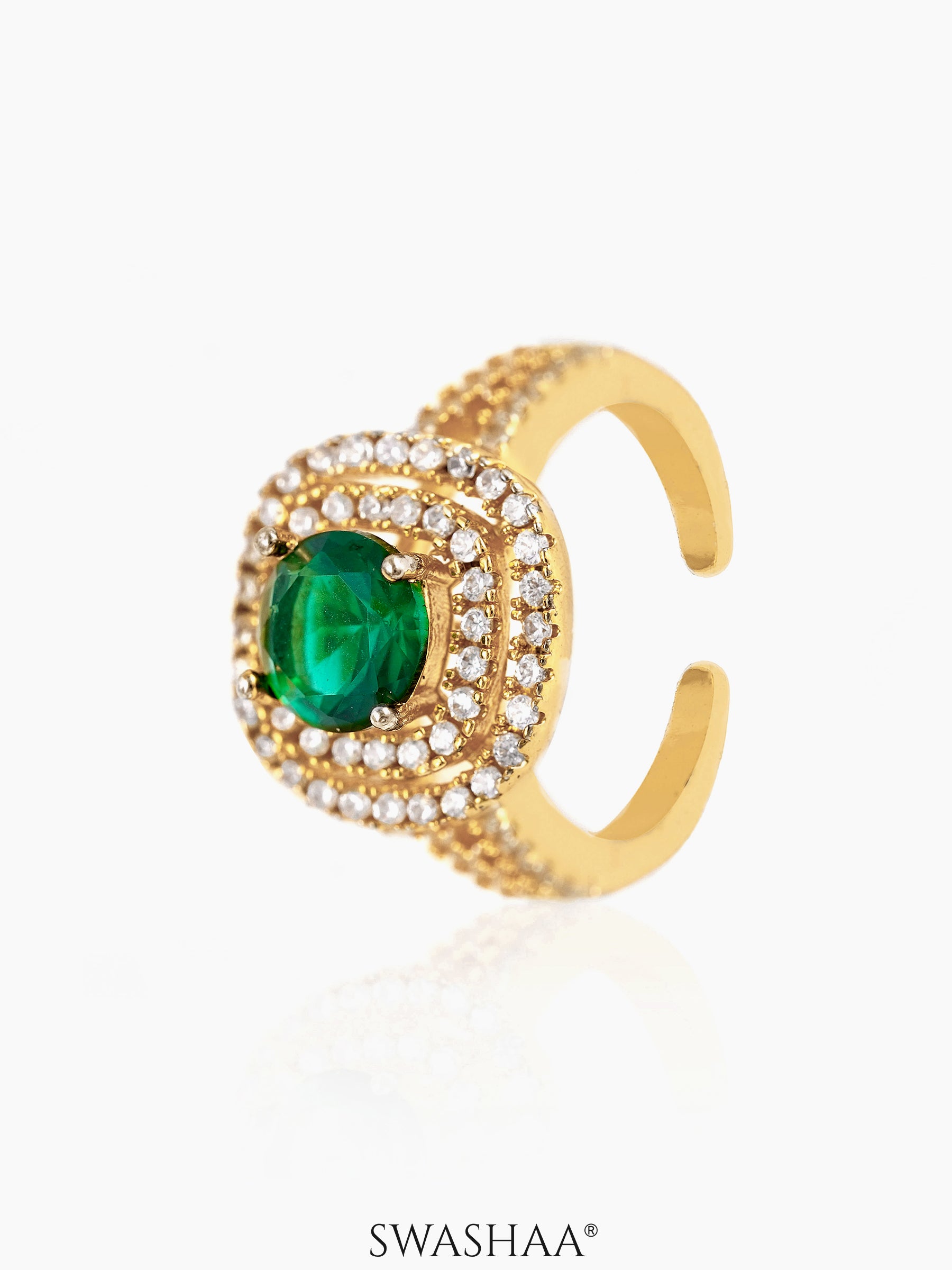 Vashti Emarald 18K Gold Plated Ring