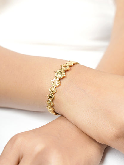 Veda Circle Texture 18K Gold Plated Cuff Bracelet