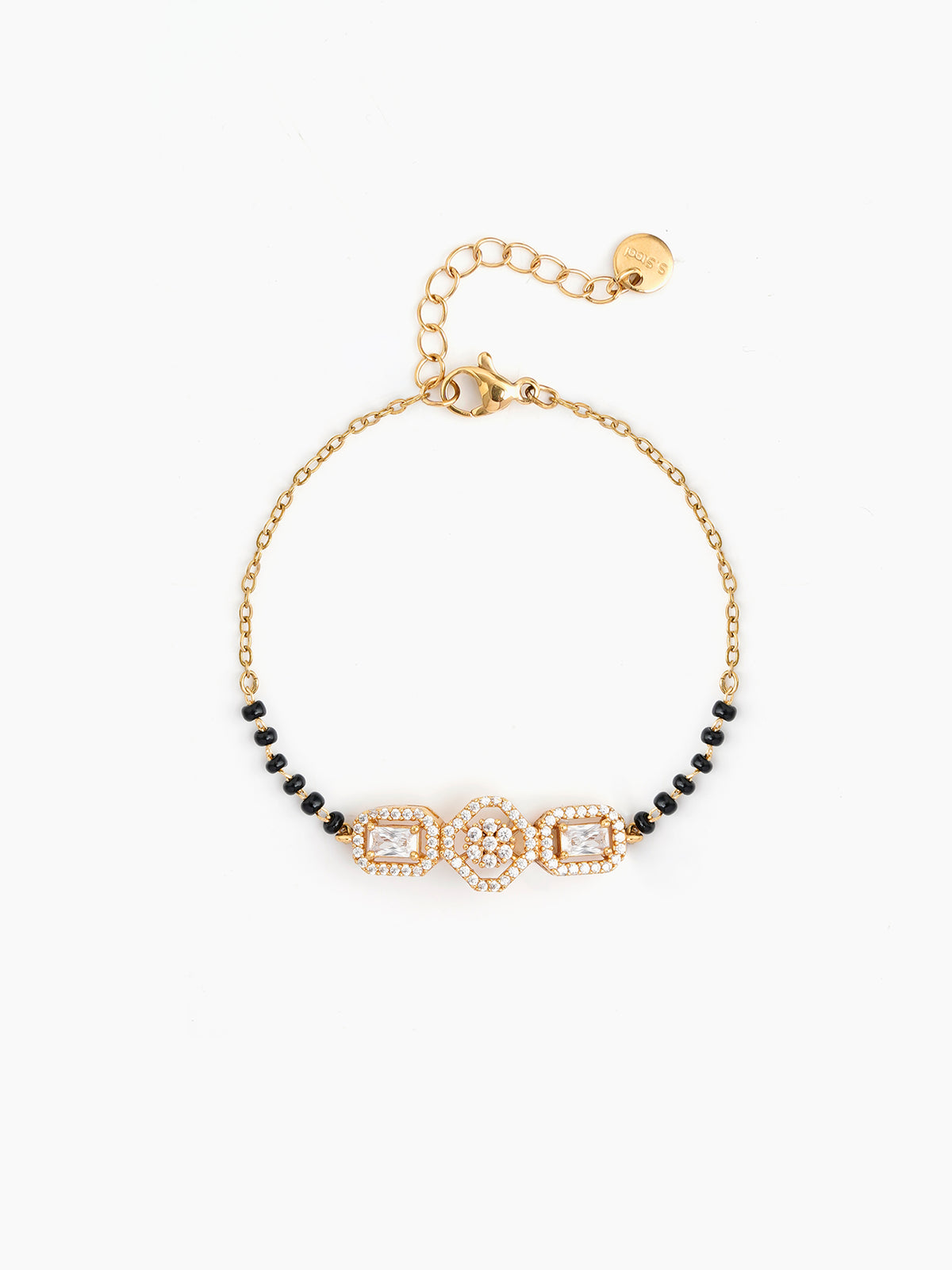 Vedanti Diamond Solitaire 18K Gold Plated Women's Mangalsutra Bracelet